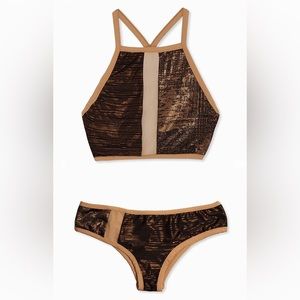 Boys + Arrows Matching Bikini Top and Bottom - Gold Rush - sz XS